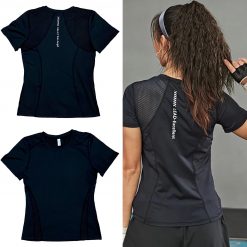 Front and back view of the quick-dry tshirt in black colour